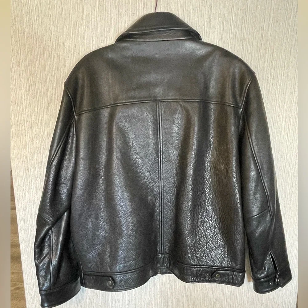 Andrew Marc New York Pebbled Black Leather Jacket - Picture 2 of 16